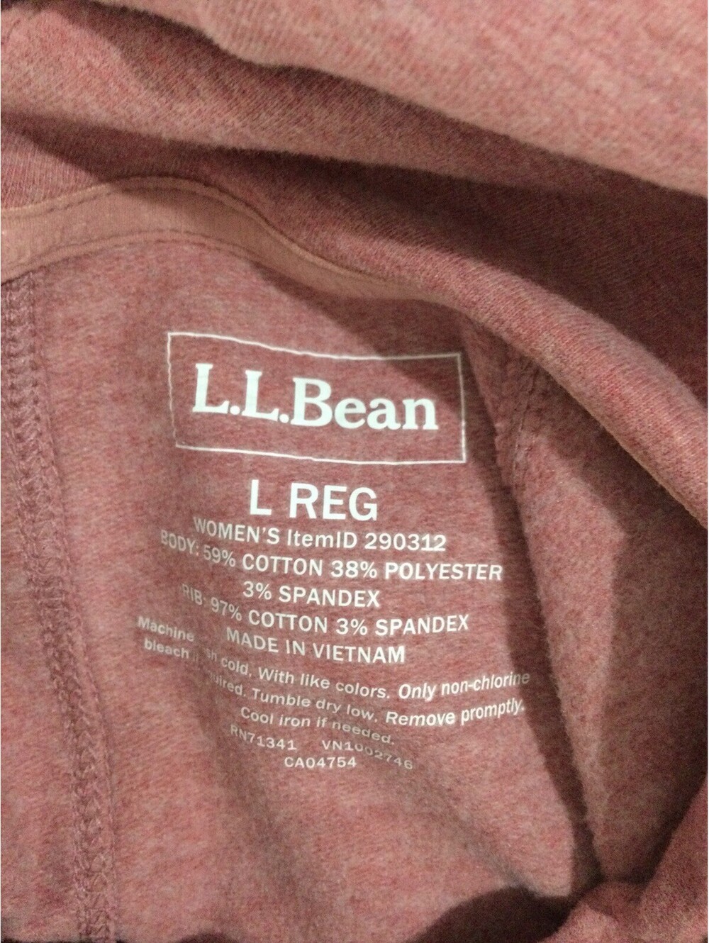 LL Bean Women’s Big Cowl Neck Pullover Sweatshirt Large Soft Fron Pocket Mauve - Picture 4 of 6